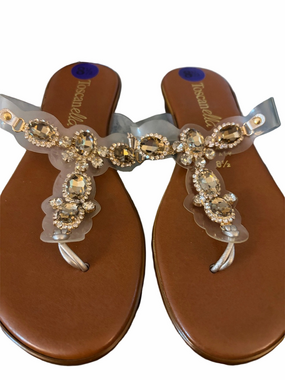 Toscanella Ladee embellished women’s Rhinestone slip on thong sandals8.5